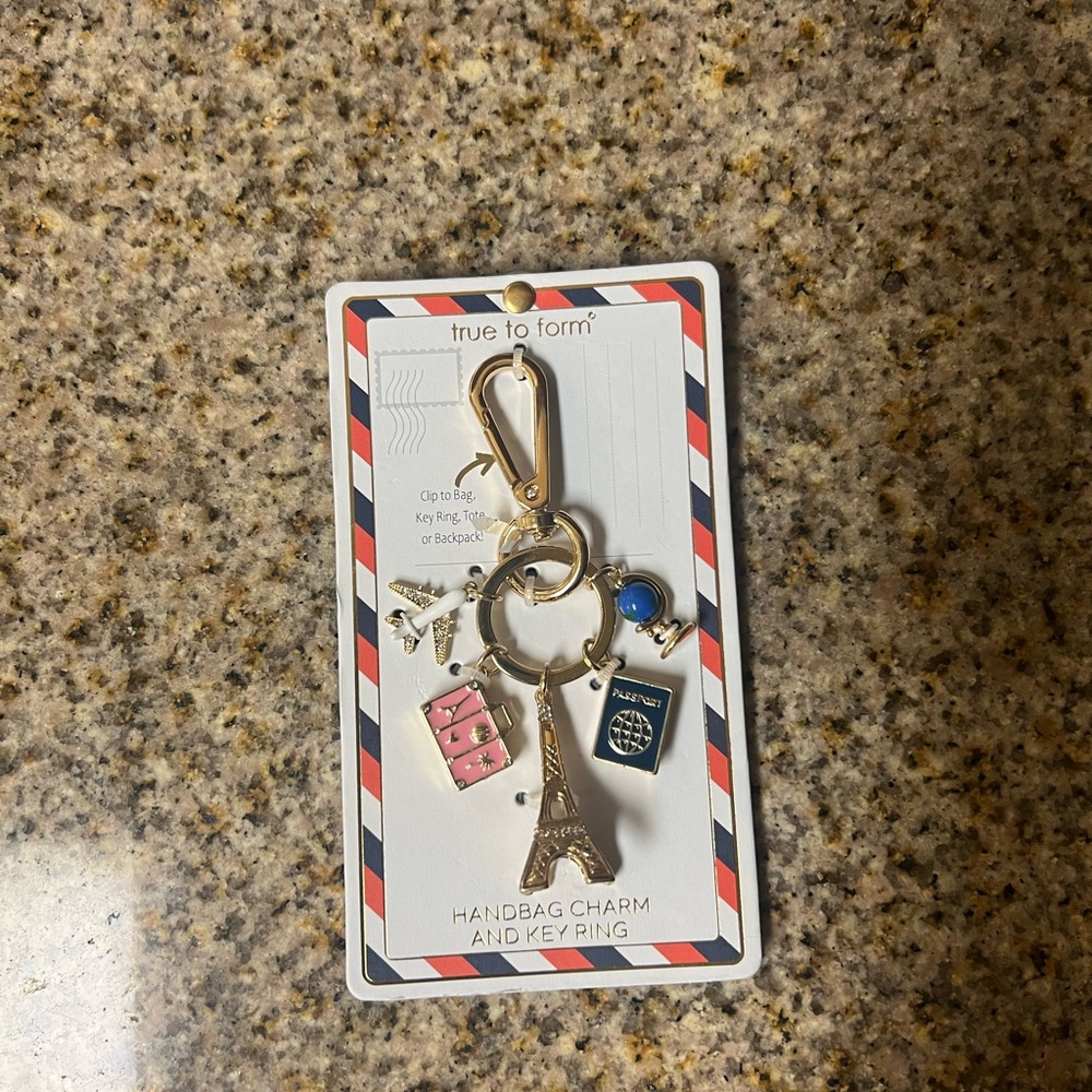 Gold Eiffel Tower Keychain with Charms